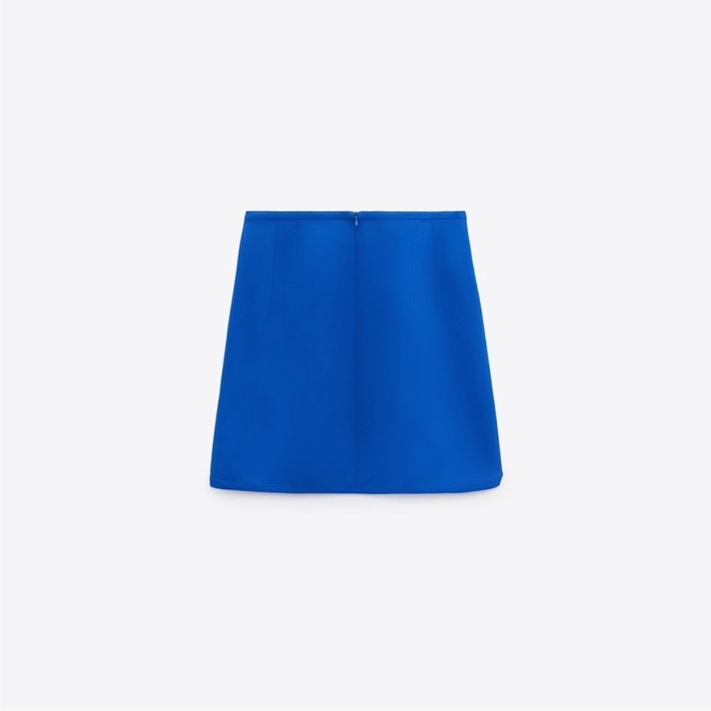 New ZARA SHORT SATIN EFFECT BLUE MINI SKIRT SIZE S 2143/248/420 - Picture 8 of 16